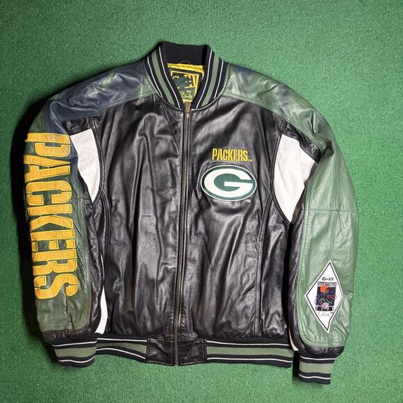 G-III Other - Vintage 90s G-III Carl Banks Green Bay Packers Leather Jacket Large NFL